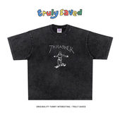 Earthman vip趣味创意手绘卡通简约印花学生情侣纯棉短袖 T恤男女