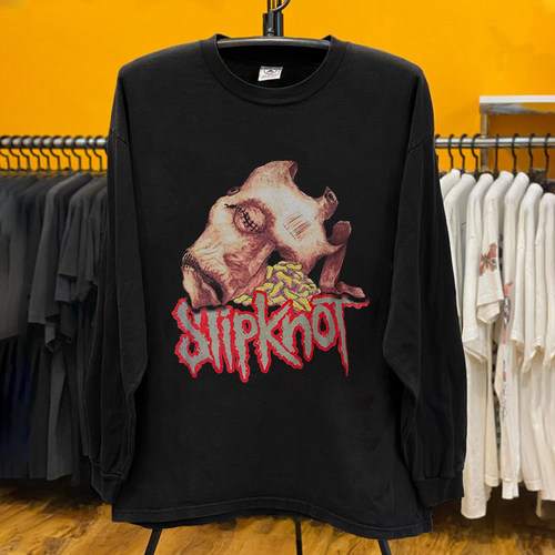 Slipknot 活结乐队 恐怖缝合面具印花新金属 经典潮酷暗黑长袖T恤