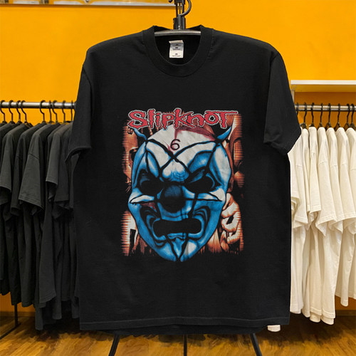 Slipknot活结乐队6号蓝面具vibe美式复古暗黑金属硬核摇滚短袖T恤