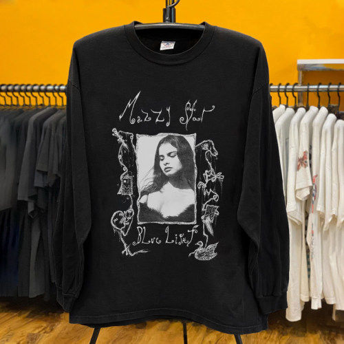 美国另类梦幻摇滚乐队Mazzy Star 迷幻之星暗黑手绘涂鸦长袖T恤