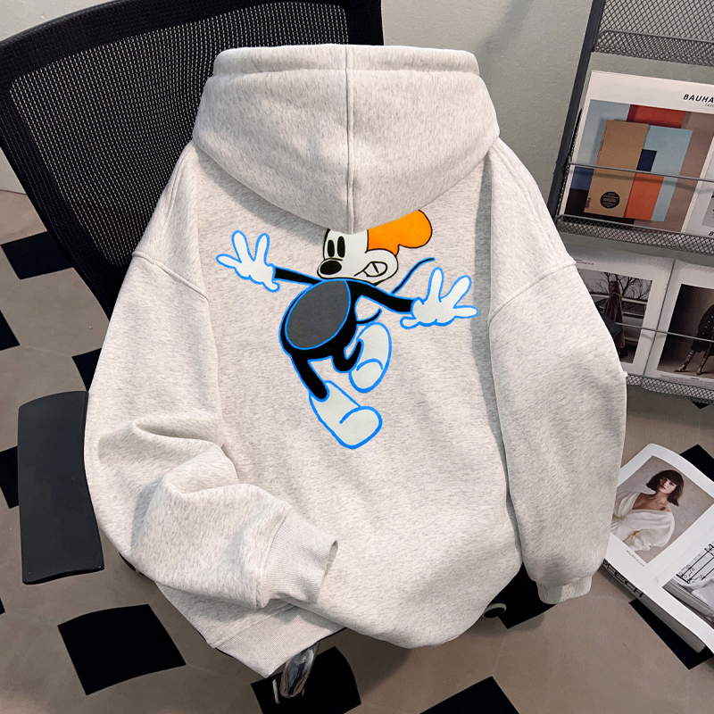 美式复古卡通印花连帽卫衣2025秋冬新款宽松休闲时尚百搭情侣上衣