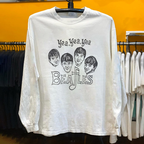 The Beatles 披头士乐队手绘头像Yea Yea Yea复古宽松百搭长袖T恤