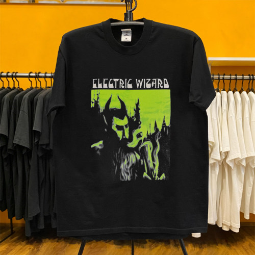 暗黑厄运金属Electric Wizard乐队 绿黑恶魔形象印花宽松短袖T恤