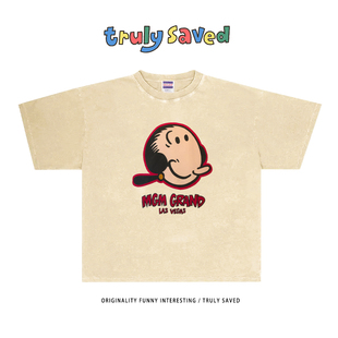 T恤古着感hiphop慵懒风 大力水手阿美咔叽ins潮牌短袖 ART Fashion