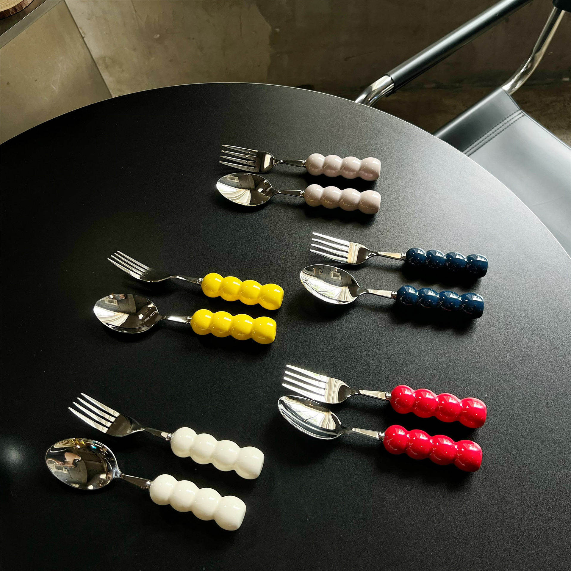 尚恩 原创设计可爱糖葫芦串餐叉餐勺家用304不锈钢餐具陶瓷手柄,餐饮具,西餐餐具套装,淘宝优惠券,粉丝福利购,淘宝优惠卷