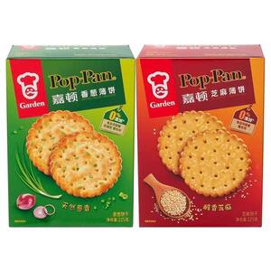 临期D29  嘉顿香脆薄饼100g/225g香葱味芝麻味薄脆饼干休闲零食