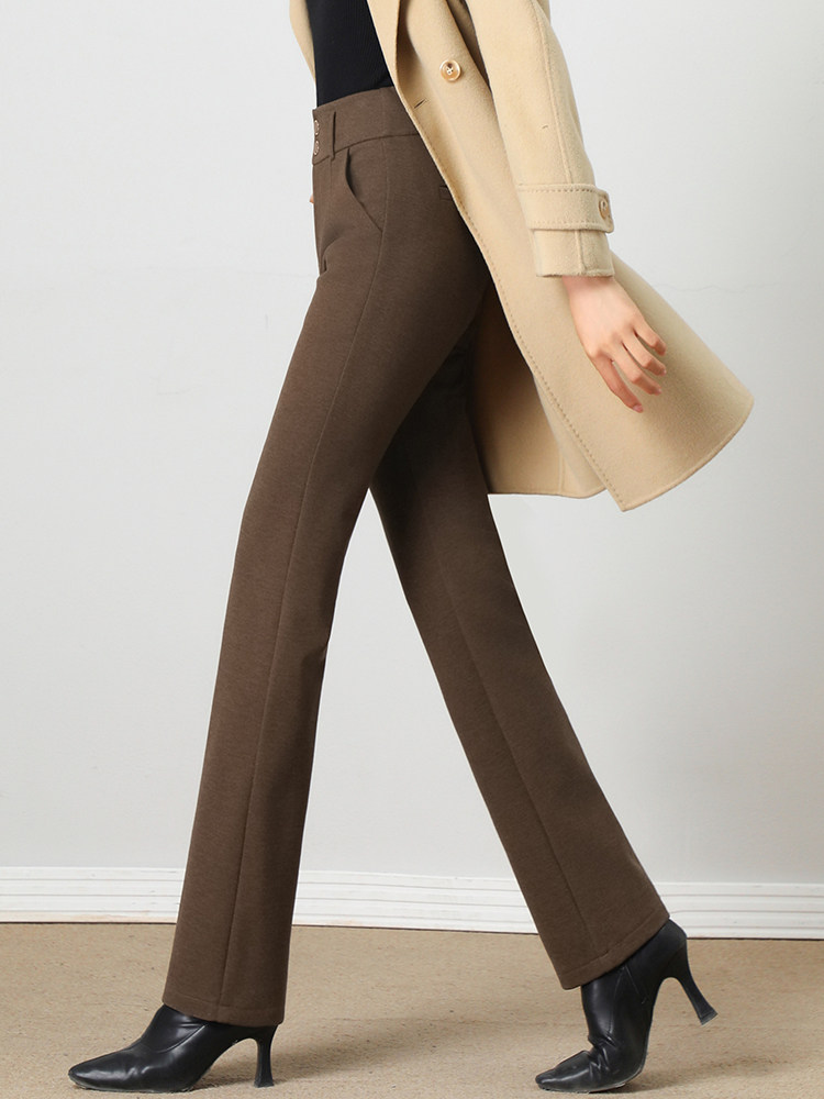 羊毛呢直筒裤女秋冬2025新款加厚高腰显瘦垂感窄版职业休闲西装裤