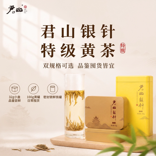 正宗君山银针特级黄茶26年明前茶