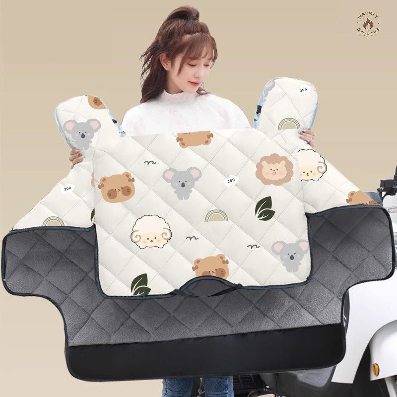 小型电动车挡风被冬款加绒加厚双面防水摩托电瓶车防风罩冬季新款