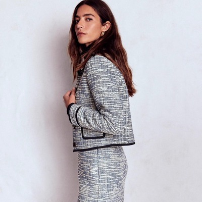 BODEN英伦小香风粗花呢短外套女