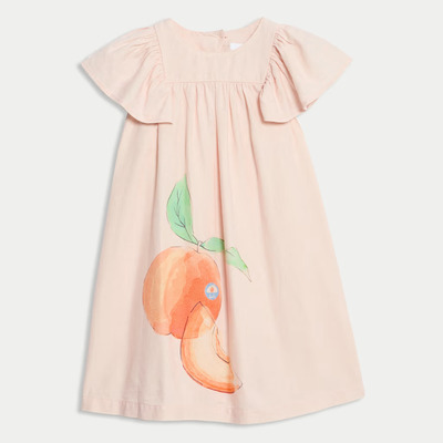 英国正品MS女童亚麻圆领连衣裙