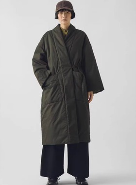 英国代购TOAST 女式裹身中长款棉服外套拉绒棉衬里棉衣外套