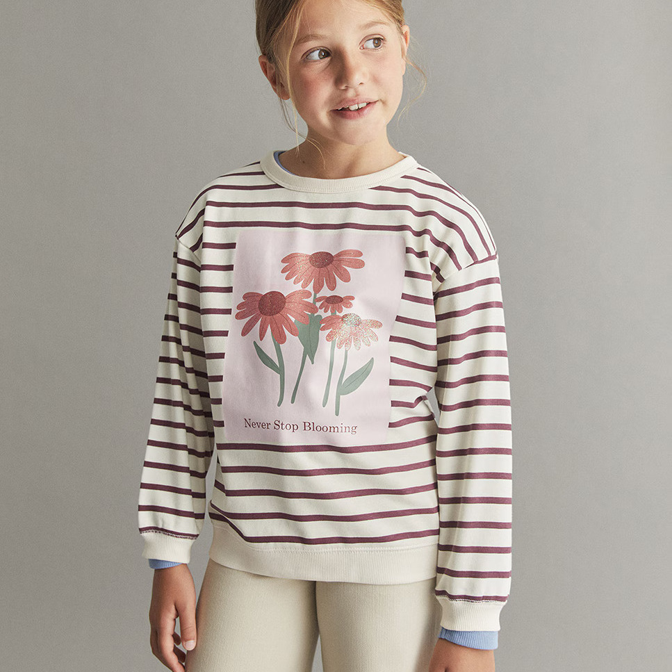 西班牙Sfera女童条纹印花卫衣