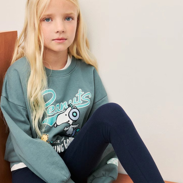 西班牙代购女童印花连帽卫衣