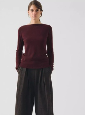 英国代购TOAST 极简风船领毛衣女秋冬修身打底衫轻盈百搭针织衫