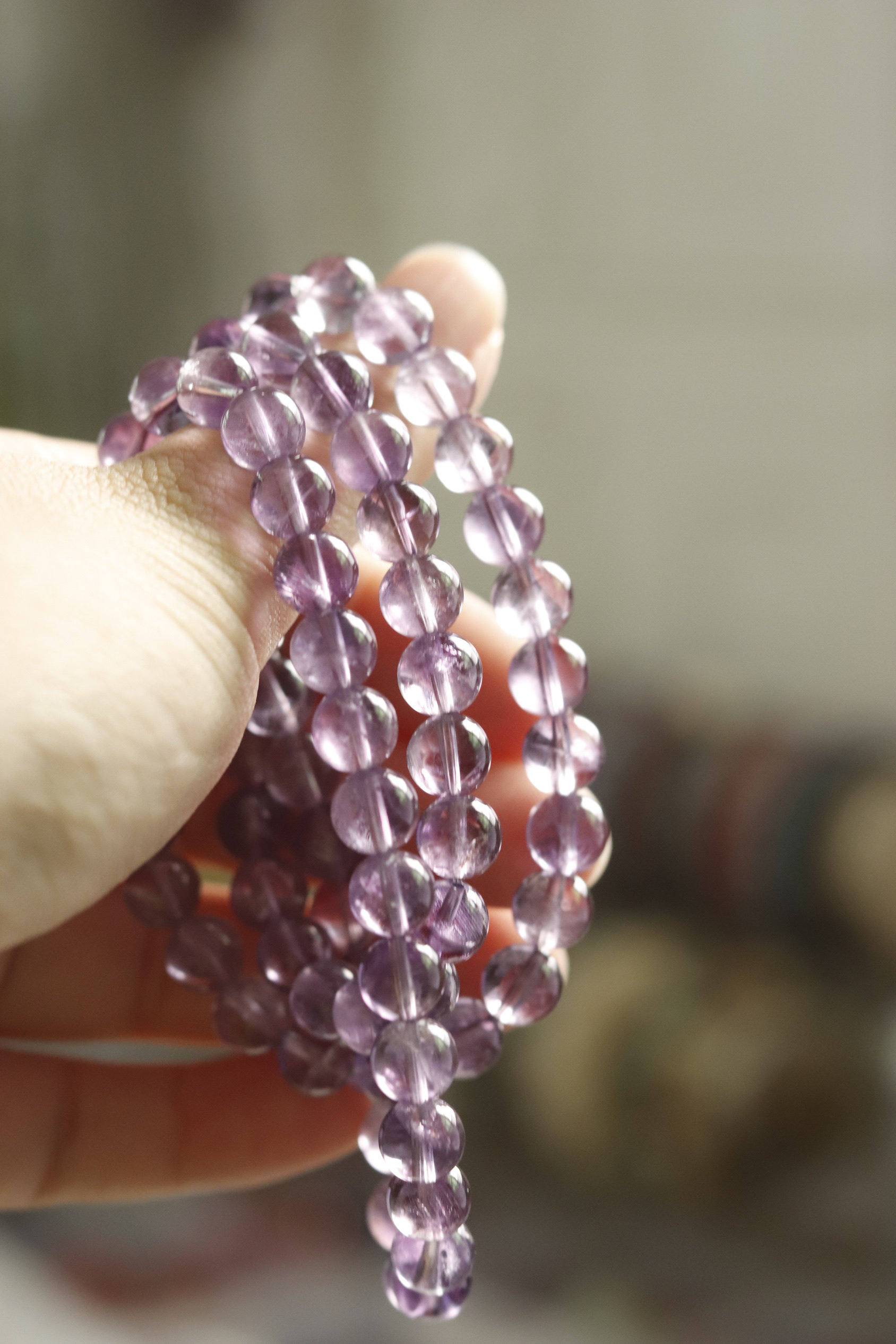 天然玻利维亚紫水晶手链女款3圈串珠手串饰品礼物送女友闺蜜