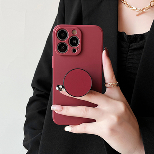 简约纯色波尔多酒红色16P适用苹果17promax手机壳iphoneAir全包防摔12气囊支架13镜头保护15plus可车载磁吸14