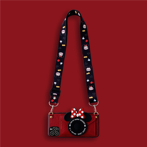 苹果系列米妮可拆卡包斜挎手机壳