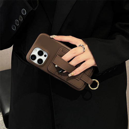 巧克力棕色插卡包手腕带手机壳