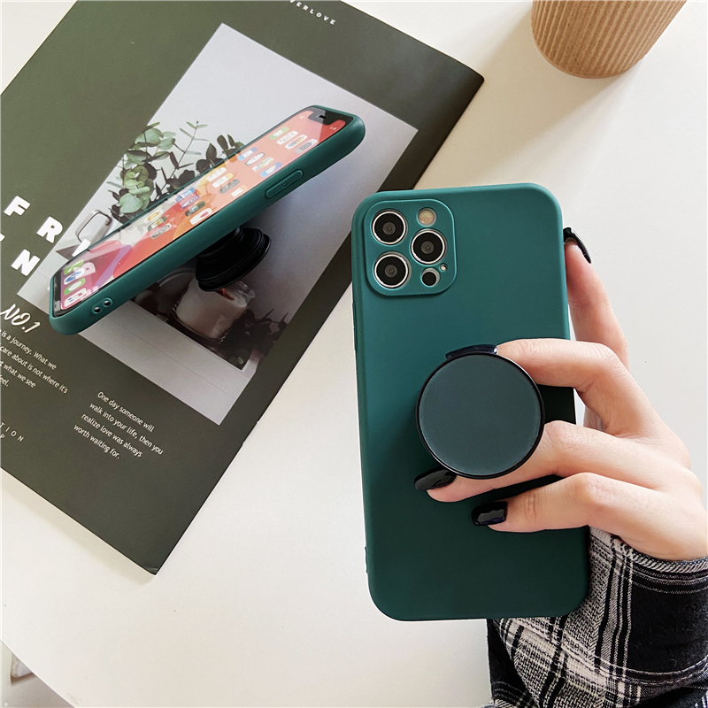 苹果系列墨绿磁吸气囊支架手机壳