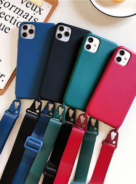 ins简约纯色硅胶磨砂15可以背的适用苹果17promax手机壳16plus斜挎一体iphoneAir宽带挂绳14挂脖13全包防摔12