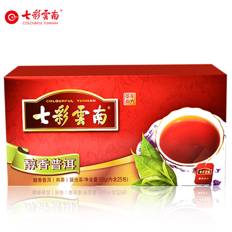 七彩云南 普洱茶袋泡熟茶散茶2g*25袋共50g 醇香普洱原味袋泡茶