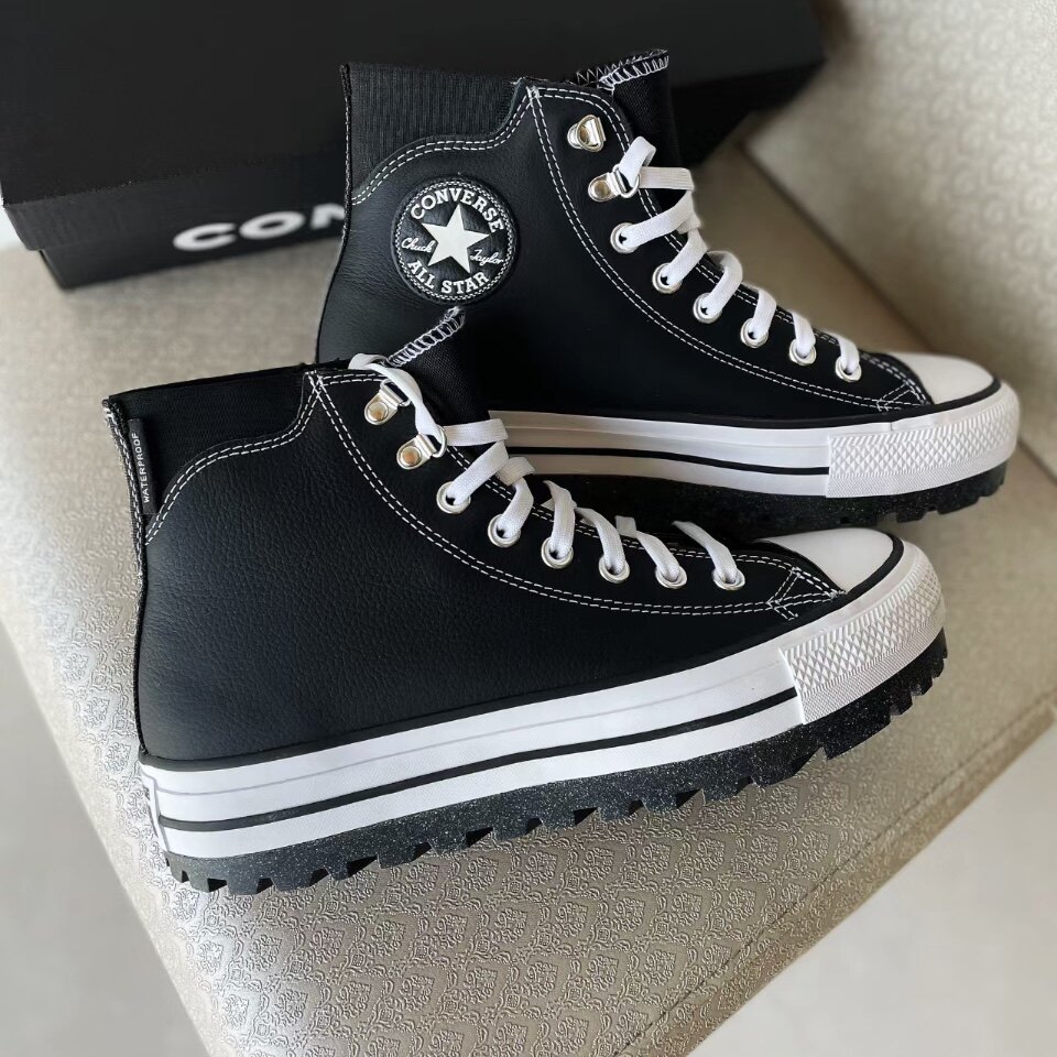 匡威防水男女通用系带皮质休闲鞋