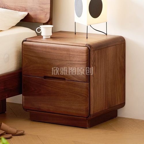 北美黑胡桃实木床头柜家用床边柜
