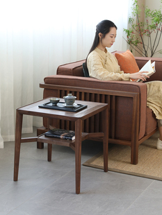 北美黑胡桃木边几新中式沙发角几北欧实木小桌子小茶几边桌小方几