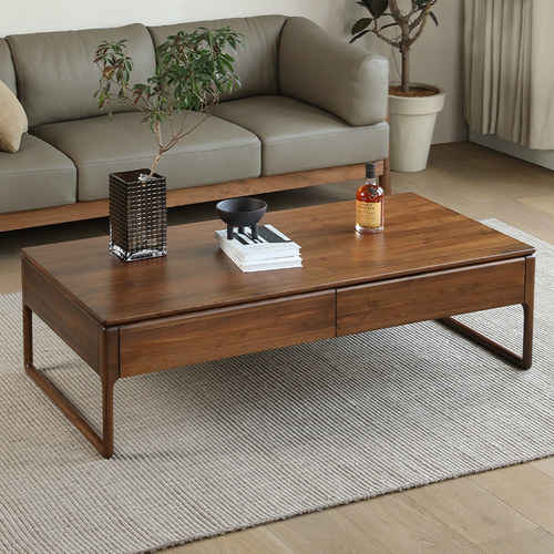 意式极简北美黑胡桃木木实木茶几