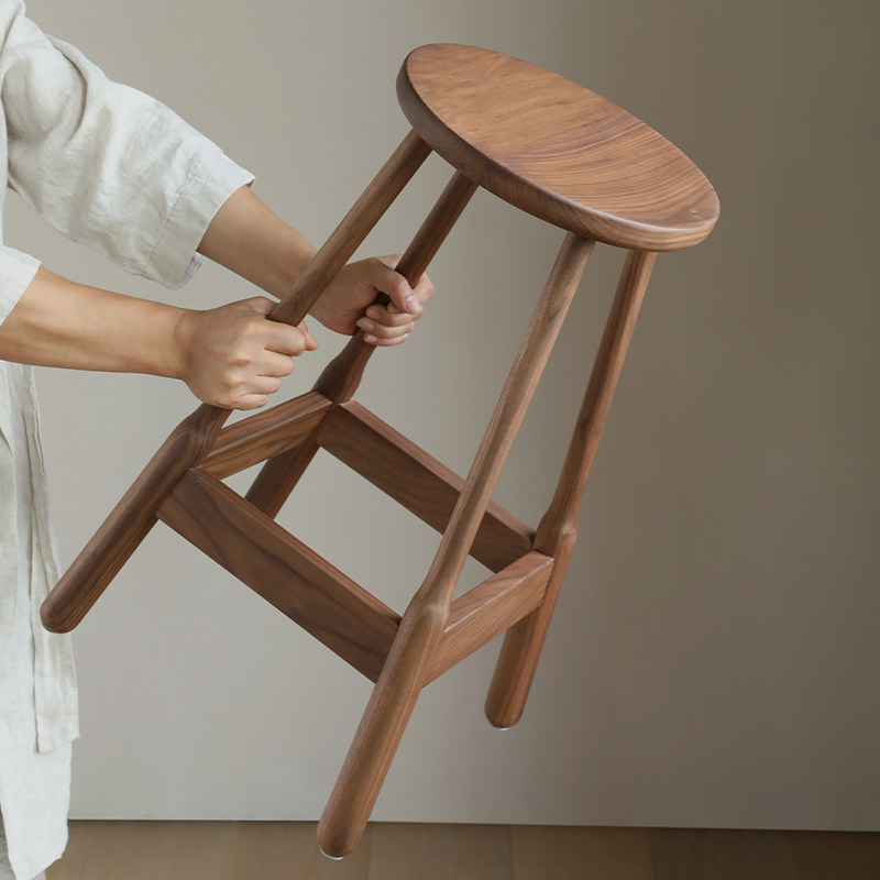 北美黑胡桃木吧凳家用实木吧台凳北欧原木高脚凳子圆凳高板凳餐凳,住宅家具,高脚凳,淘宝优惠券,粉丝福利购,淘宝优惠卷