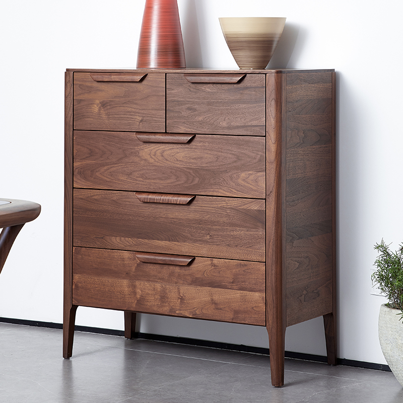 北美黑胡桃木五斗柜意式抽屉柜子