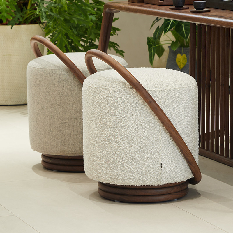 北美黑胡桃木凳子家用实木圆凳客厅小坐凳沙发凳北欧皮凳软凳墩凳,住宅家具,沙发凳/脚踏,淘宝优惠券,粉丝福利购,淘宝优惠卷