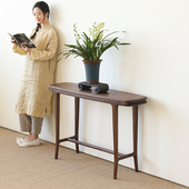 新中式 入户靠墙玄关桌超窄实木条案北美黑胡桃木端景台供桌玄幻桌