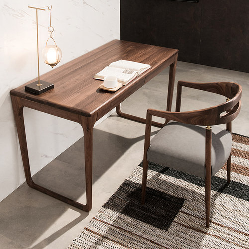 北美黑胡桃木书桌家用实木办公桌