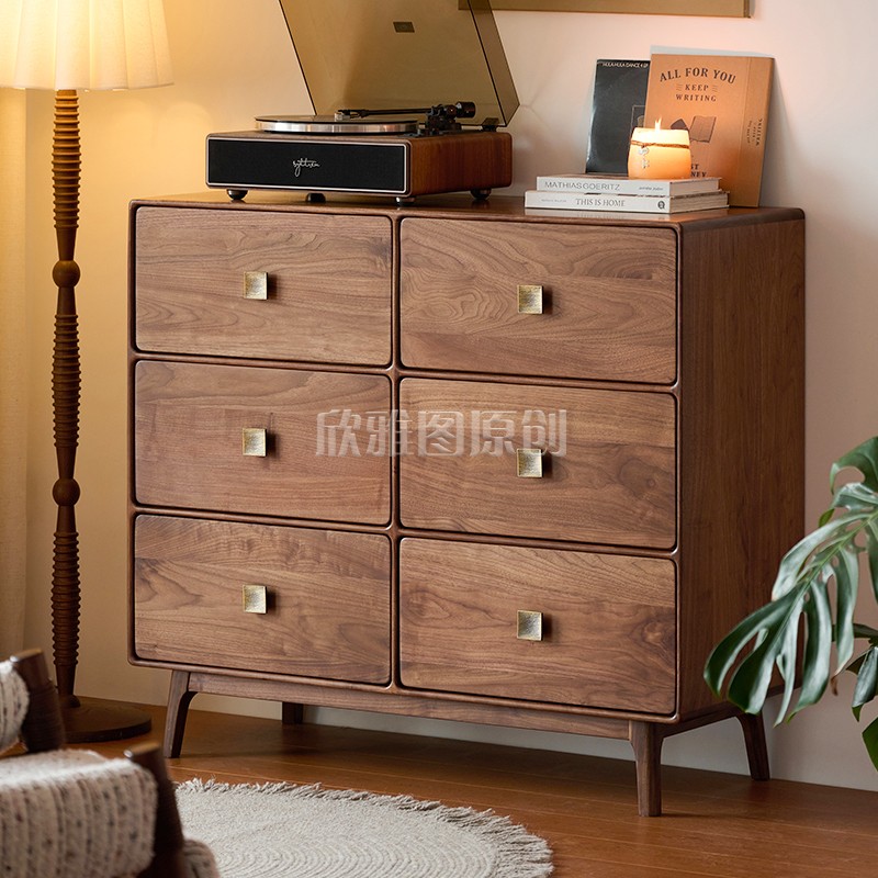 北美黑胡桃木六斗柜实木储物柜