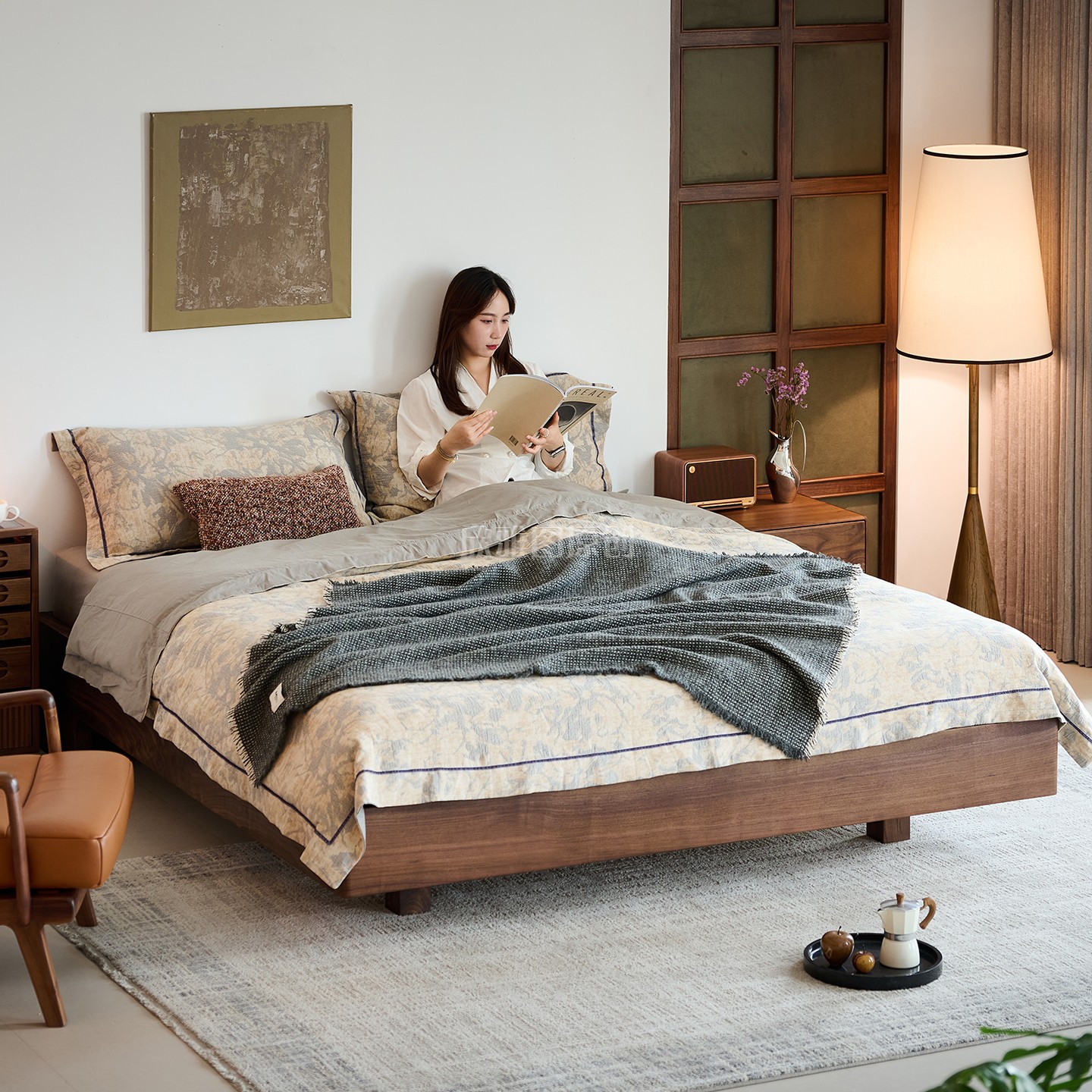 北美黑胡桃木1.8米双人实木床