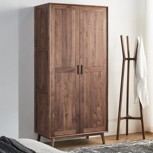 北欧纯北美黑胡桃木实木双门衣柜