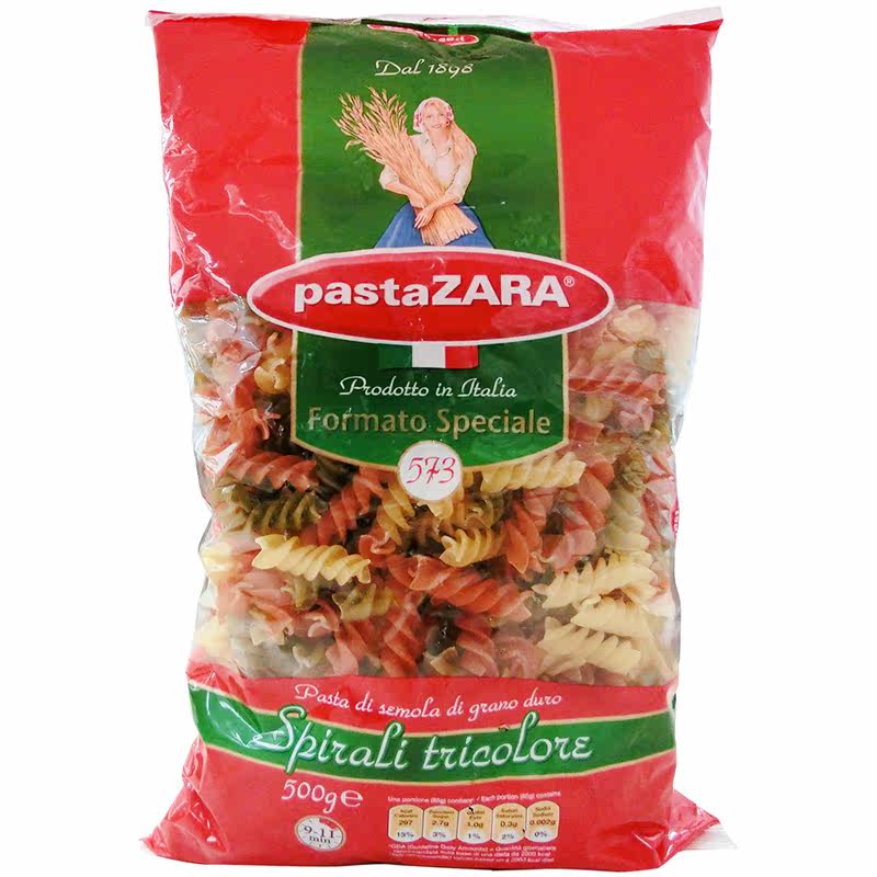 意大利进口Pasta Zara 厨乐意大利面条#57C三色螺丝型500g|msdalam kategori beras/Utara-Selatan barangan kering/perasa, makanan segera yang mudah, mi/Mi (masak sehingga mi) - dari Buy2taobao.com untuk memberikan perkhidmatan ejen Taobao profesional membeli