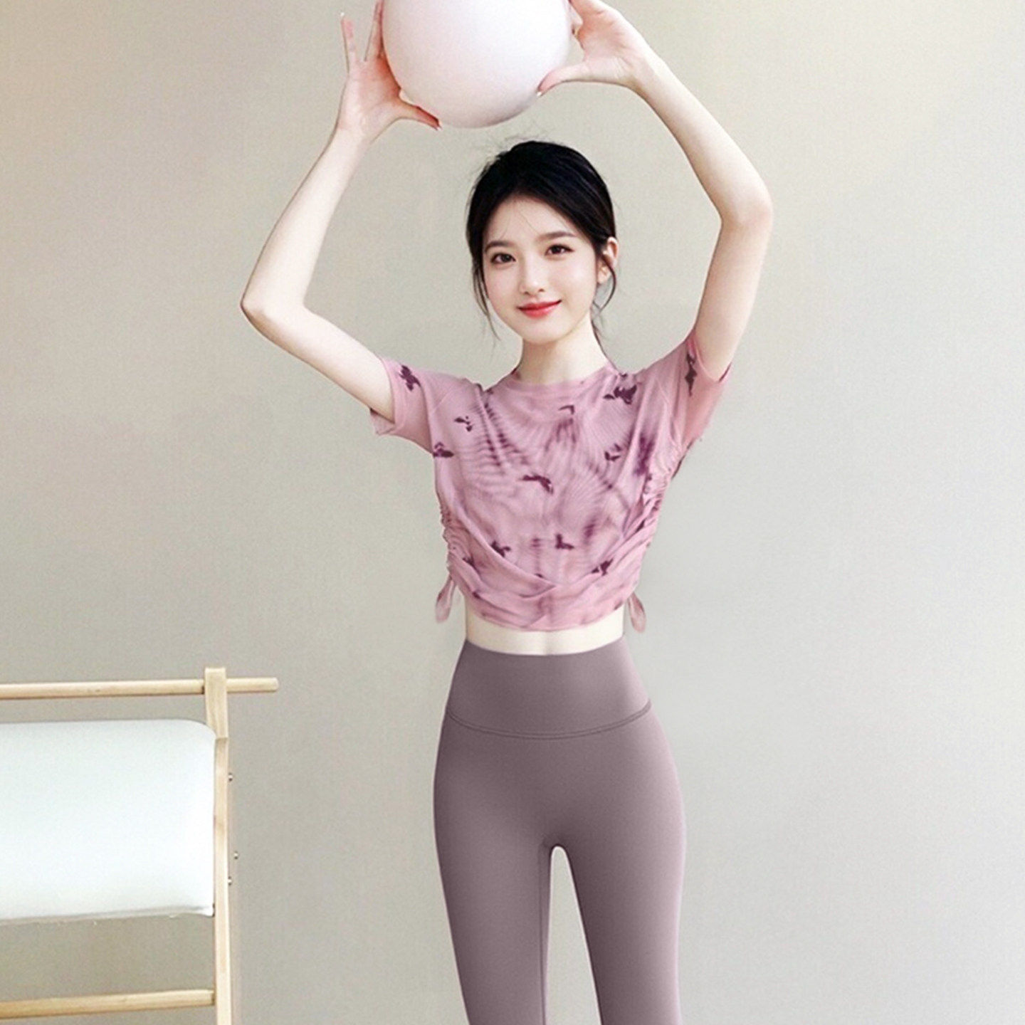 绝美巨好看瑜伽服2026新款网纱普拉提套装国风健身上衣女运动罩衫