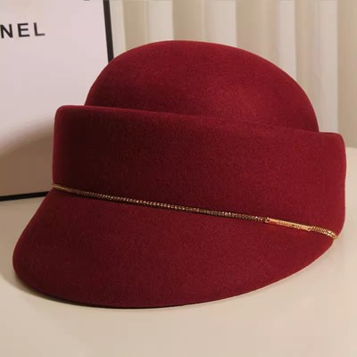 羊毛呢贝雷帽女秋冬保暖礼帽