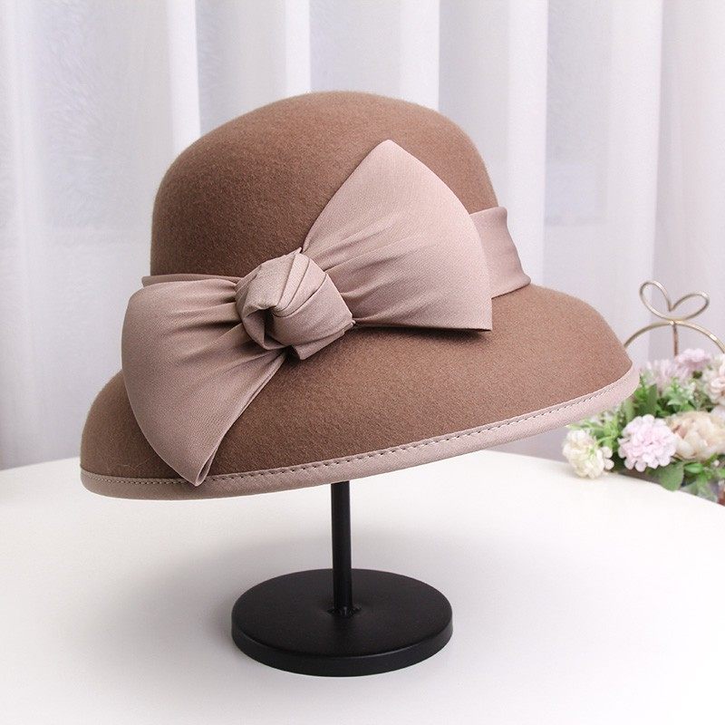 法式名媛礼帽女秋冬优雅蝴蝶结装饰羊毛呢盆帽渔夫帽复古羊毛毡帽,服饰配件/皮带/帽子/围巾,帽子,淘宝优惠券,粉丝福利购,淘宝优惠卷
