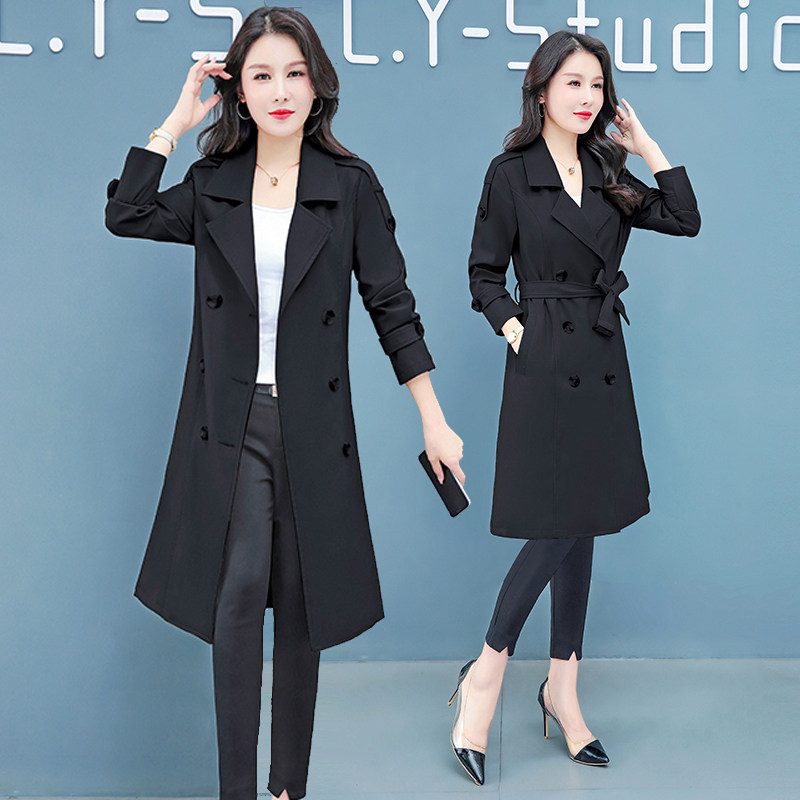 新款大码2025潮女外套女装风衣时尚休闲大领中长款显瘦收腰