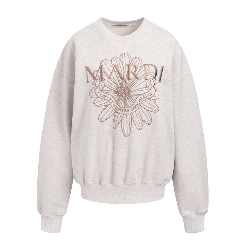 韩国Mardi卫衣明星同款小雏菊刺绣印花字母圆领上衣秋冬新款潮流