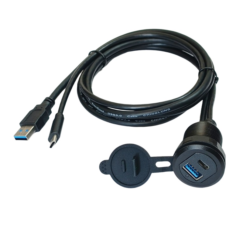 铝合金螺纹USB3.0插座RJ45母传输器Type-C连接器延长器HDMI接头