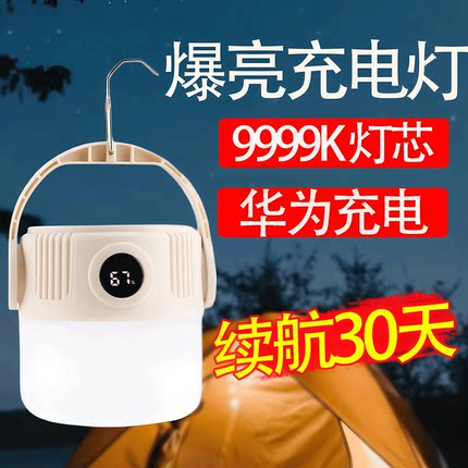 LED充电灯泡夜市摆摊地摊灯家用可移动式户外照明露营灯超长续航