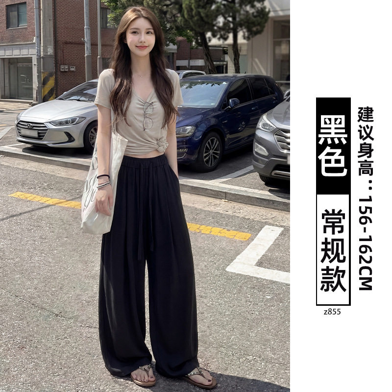 亚麻弯刀裤子女2026新款夏日轻薄长裤大码梨型身材胖mm宽松阔腿裤