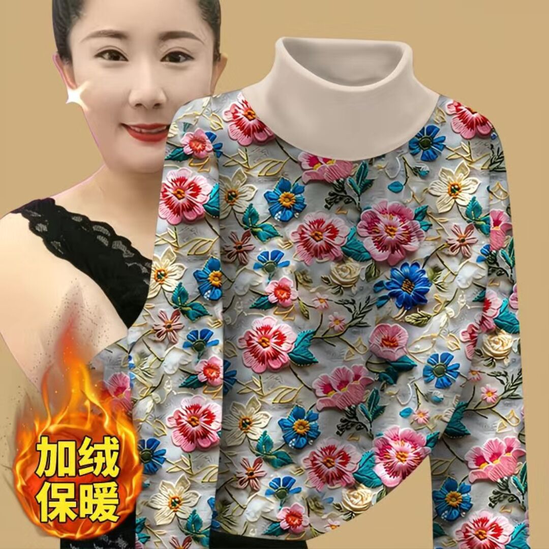 新品2025秋冬爆款T恤打底衫时尚洋气女装保暖上衣德绒半高领长袖