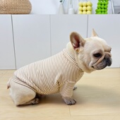 巴哥法斗衣服秋冬季 T恤卫衣斗牛犬胖狗狗衣服 加绒弹力条纹打底衫