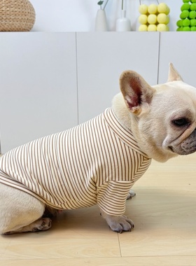 巴哥法斗衣服秋冬季加绒弹力条纹打底衫T恤卫衣斗牛犬胖狗狗衣服